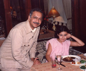 Rashmi and Shanta having dinner