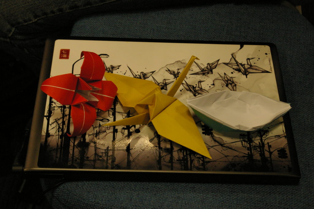 origami on a laptop
